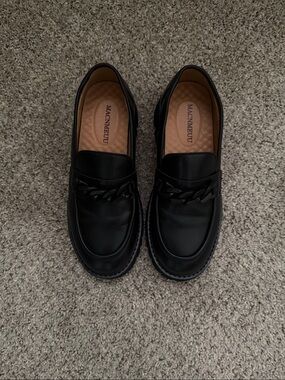 Women’s Black Leather Chain Platform Loafers